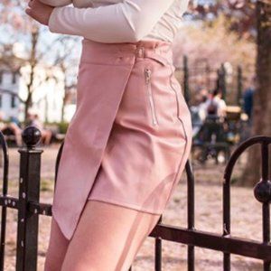 Missguided Pink Faux Leather Mini Skirt